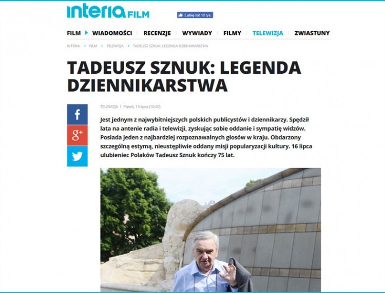 Interia Pl Tadeusz Sznuk Legenda Dziennikarstwa Polscylektorzy Pl